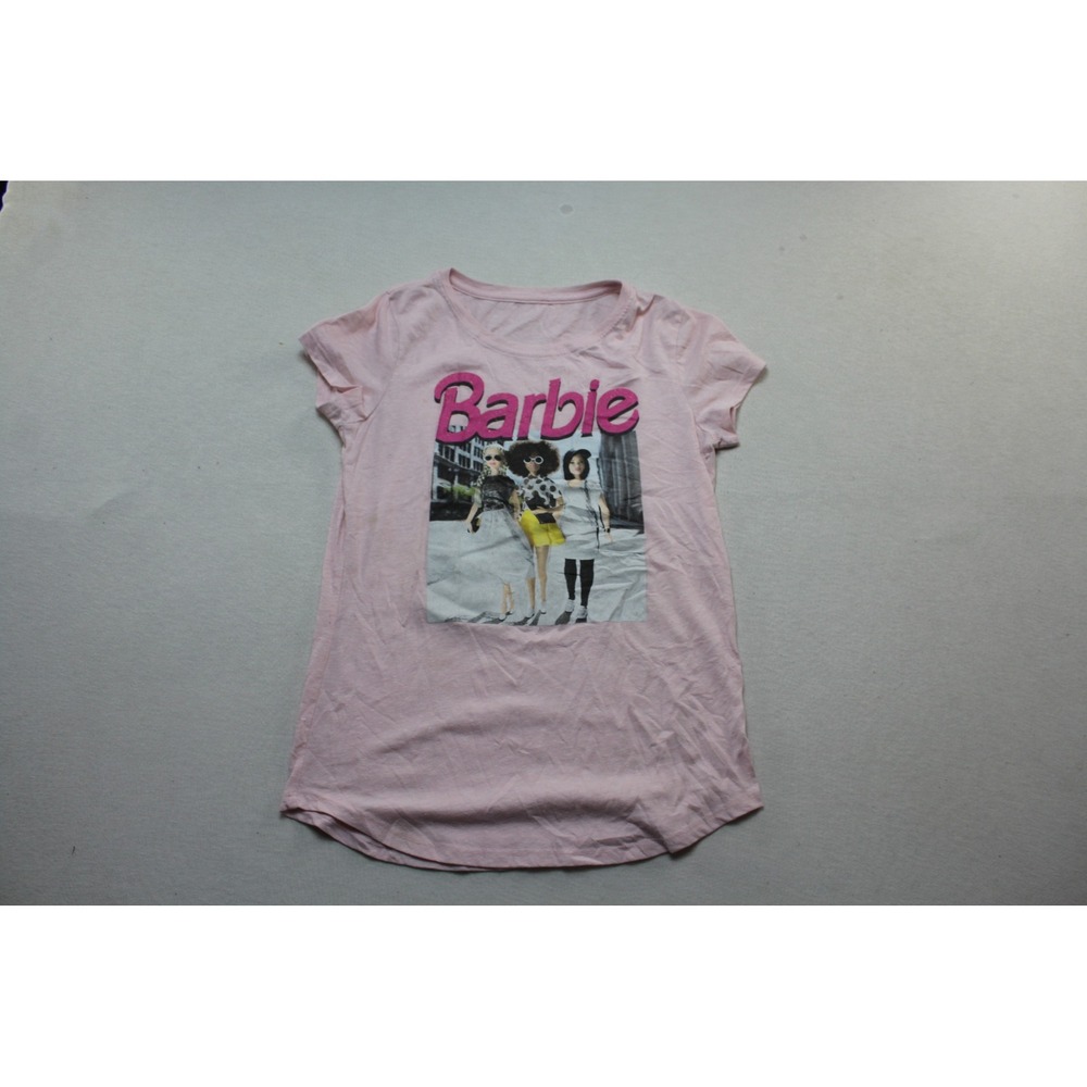 Barbie Graphic T-Shirt Kids Size Extra Large Pink Excellent Short Sleeve Glitter